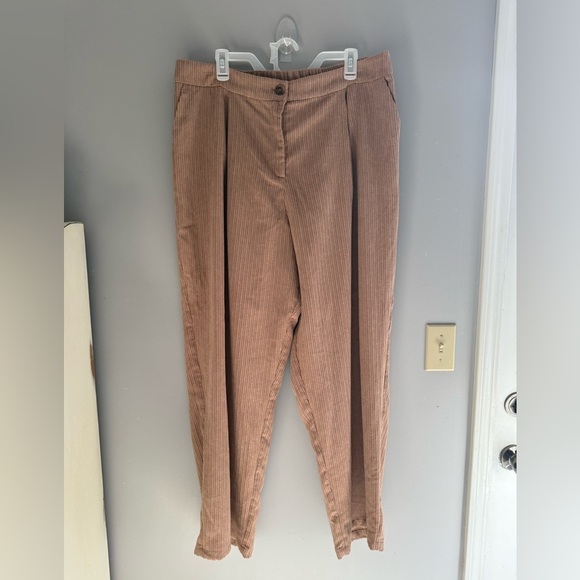 And Now This Womens Brown Corduroy Trousers 16W Straight Leg Mid Rise Pockets - Picture 1 of 9